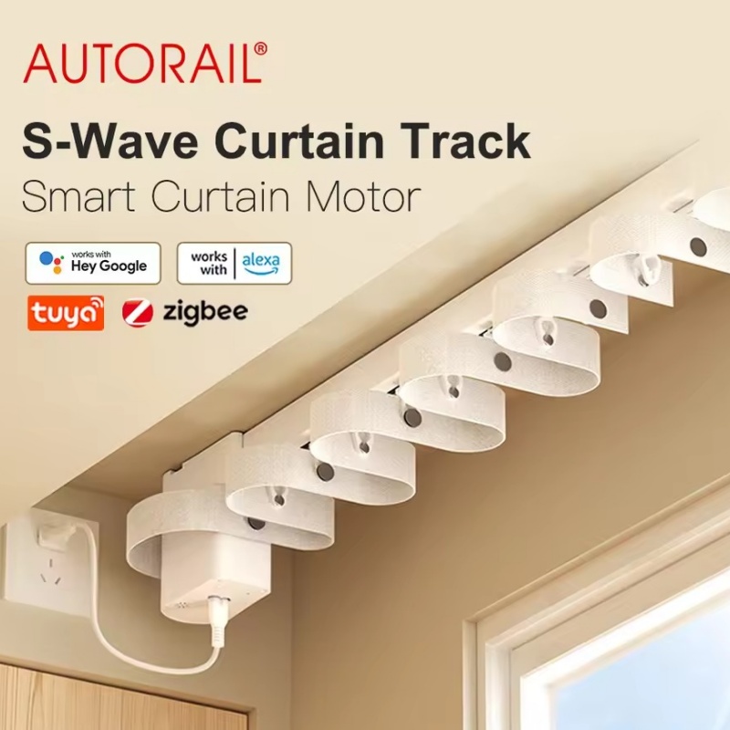 imgi_51_H23c62fb12399458390d6f768dbd9d642g.jpg_960x960q80 Complete Hidden Track and Motor Wave Rippld Fold Electric Curtain Rail - Image 1